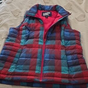 Lands' End Multicolor Checkered Vest